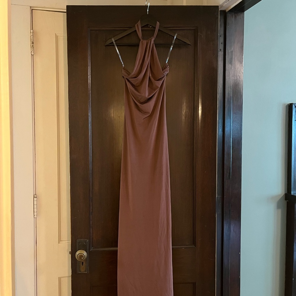 Meshki brown halter dress